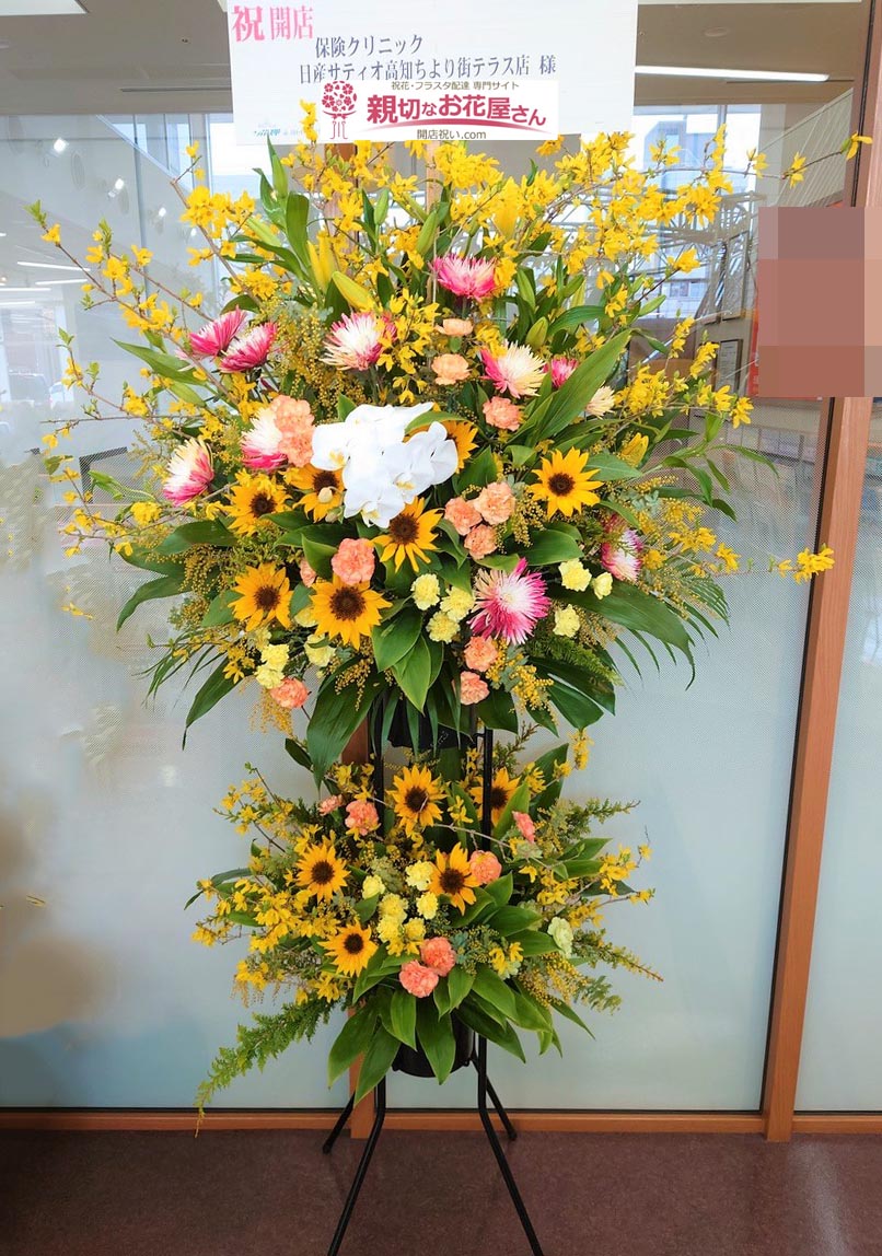 開店祝い花 スタンド花 高知県高知市 保険クリニック 日産サティオ高知ちより街テラス店 様 親切なお花屋さん 開店祝い Com